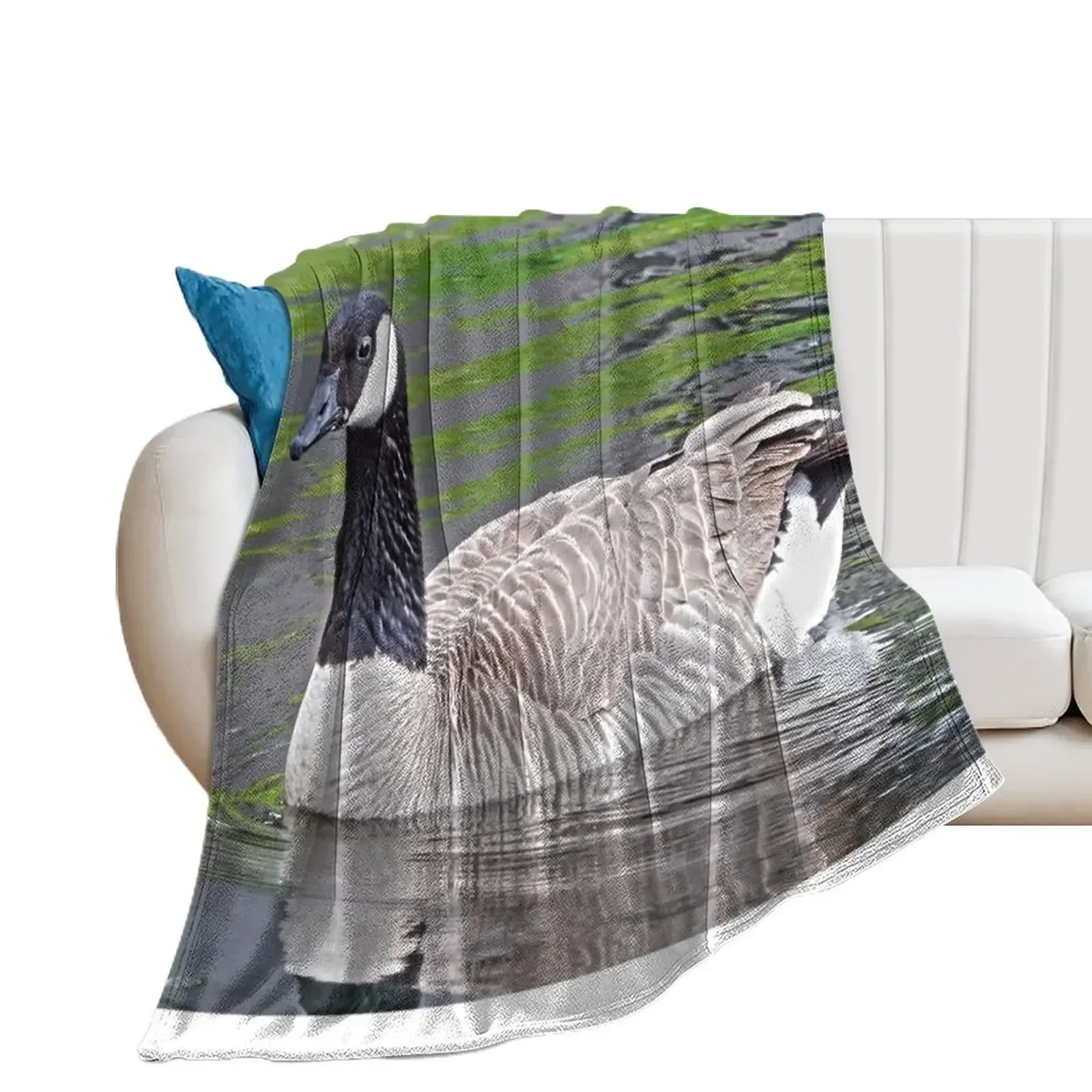 

Canadian goose swimming in water Throw Blanket Bed covers Winter beds warm winter Blankets