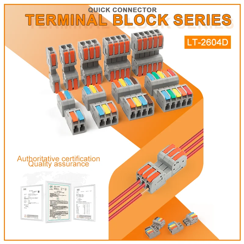 

5Pcs DF-2604D Mini Docking Quick Wire Connector Male Female Universal Compact Push-in Butt Conductor Terminal Block 32A 250V