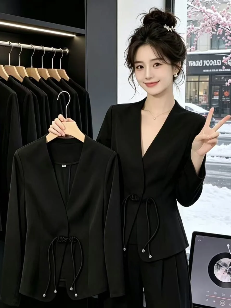 

New Chinese Style Short Sleeve Shawl Collarless Jacket Thin Summer Dress Outer Cardigan Women's Business Casual Slim Fit Shirt