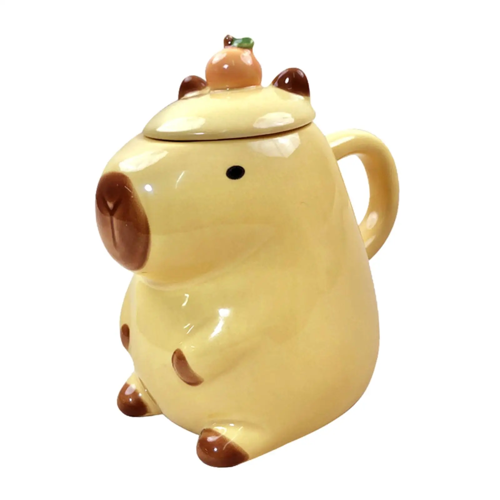 Capybara Teacup Cute Animal Ceramics 15oz Mug Gift with Lid for Boys Girls Coffee Mug for Thanksgiving Parties Home Office Desk