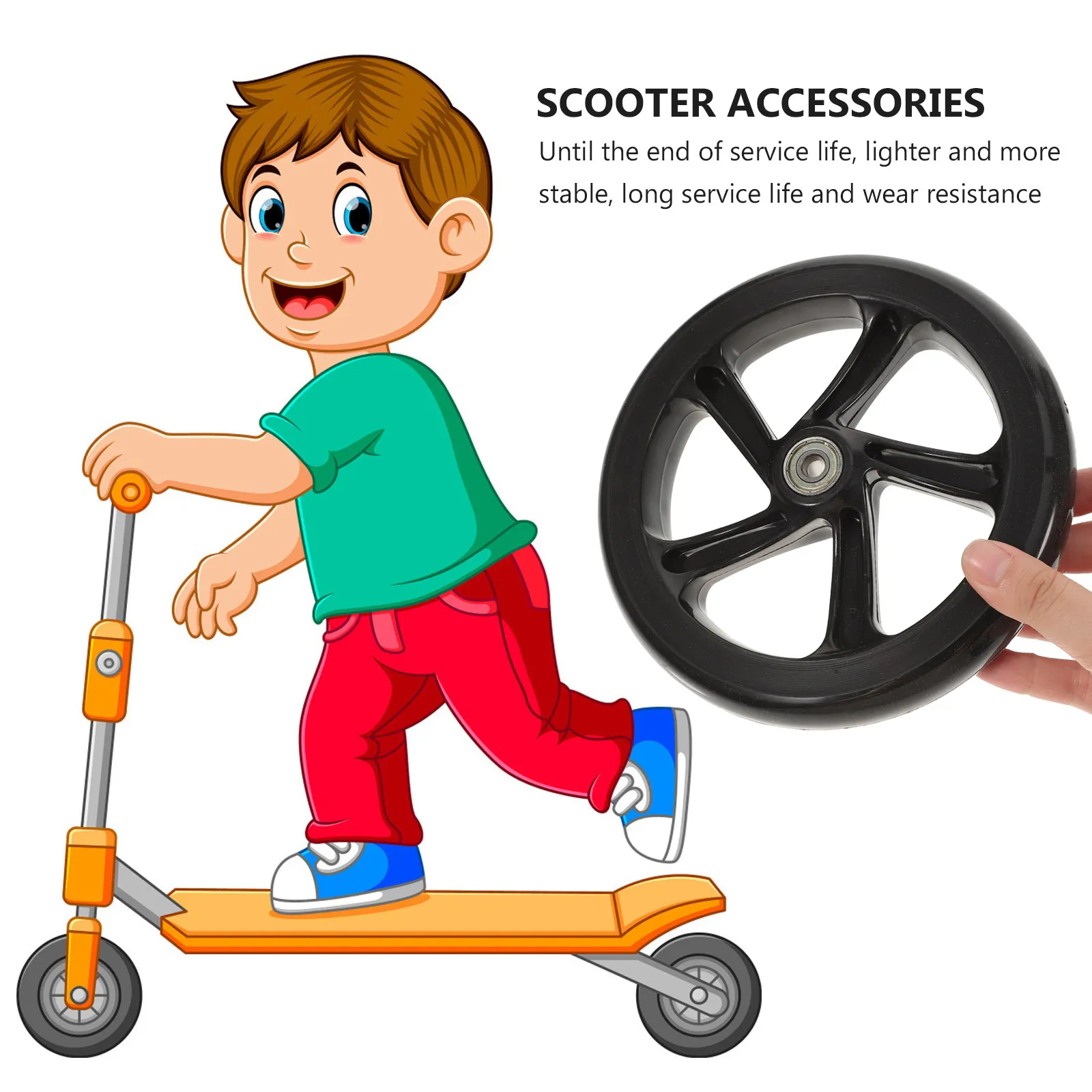 2Pcs PU Scooter Wheels with Bearings – High-Elastic, Wear-Resistant, Quiet Outdoor Electric Scooter Replacement Parts
