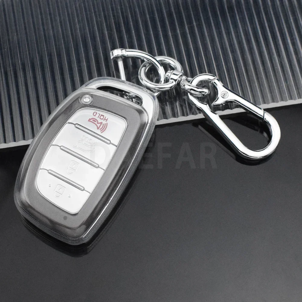 Transparent TPU Car Smart Key Case For Hyundai Tucson Santa Fe Rena Sonata Elantra Creta Ix35 Ix45 I10 I30 I40 Cover Accessories
