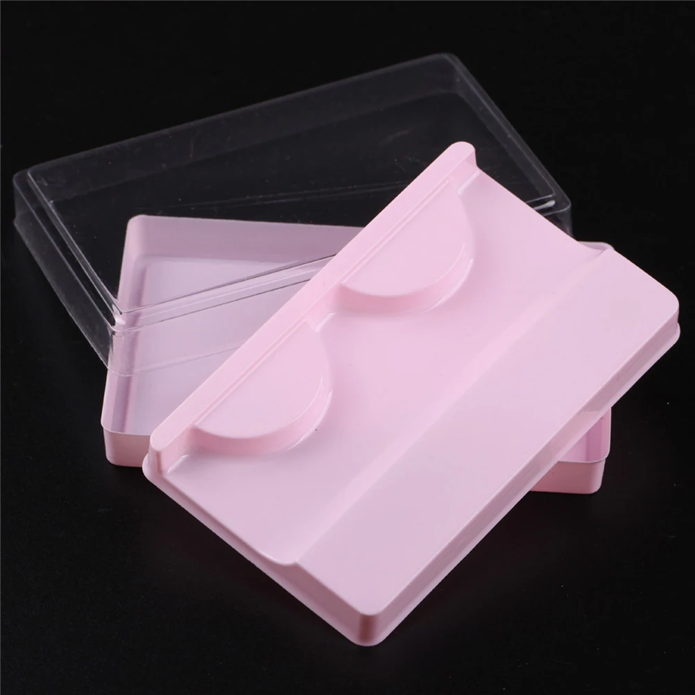 

False Eyelash Box 50 Sets Clear Lid Organizer Case Lightweight Pink Storage Container for Eyelashes Portable Beauty Salon
