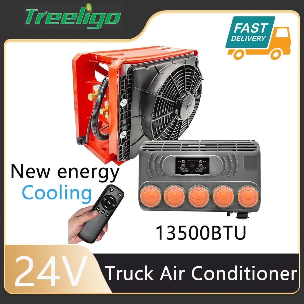 Treeligo 24V RV condizionatore d\'aria elettrico Design a gabbia universale Split AC Unit 13500BTU per escavatore da costruzione per camion Caravan