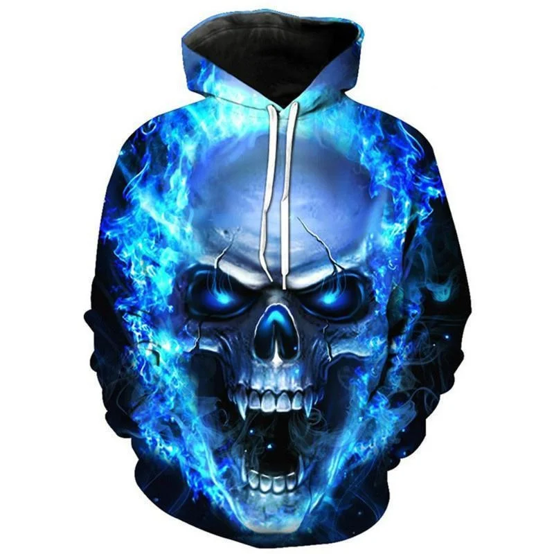 Skull 3D Print Gothic Hoodie Cool Streetwear Men Women Hip Hop Hoodies Oversized Pullover Hooded Sweatshirts Kids Tops Clothing