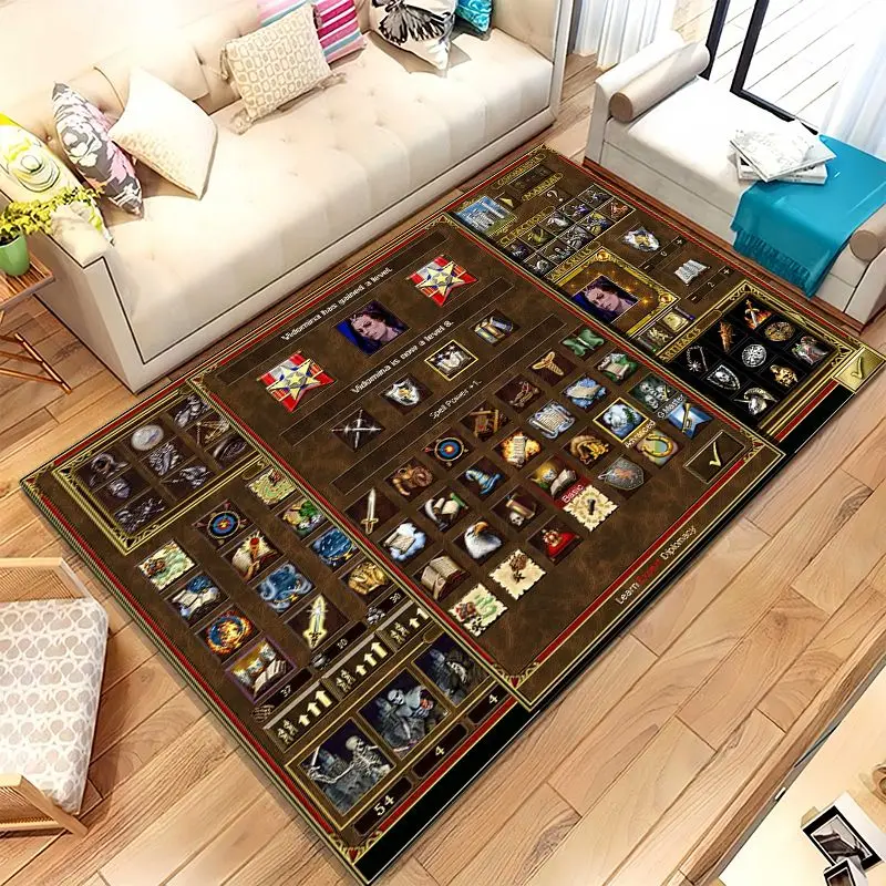 Classic Game Heroes of Might and Magic Map Living Room Non-Slip Area Rug Soft Carpet for Bedroom Kids Sofa,Home Decor Doormat