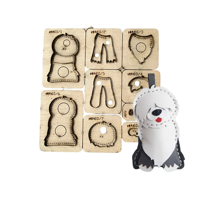 

Old English Sheepdog pendant bag keychain pendant cutting mold, leather cutting tools, Japanese steel knife wooden mold tools