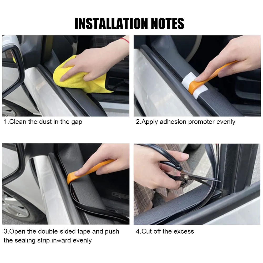 Car Window Seal Strip V Shape Side Door Sealing Strips Auto Rubber Filler Noise Insulation Weatherstrip Sealant Tool Accessories