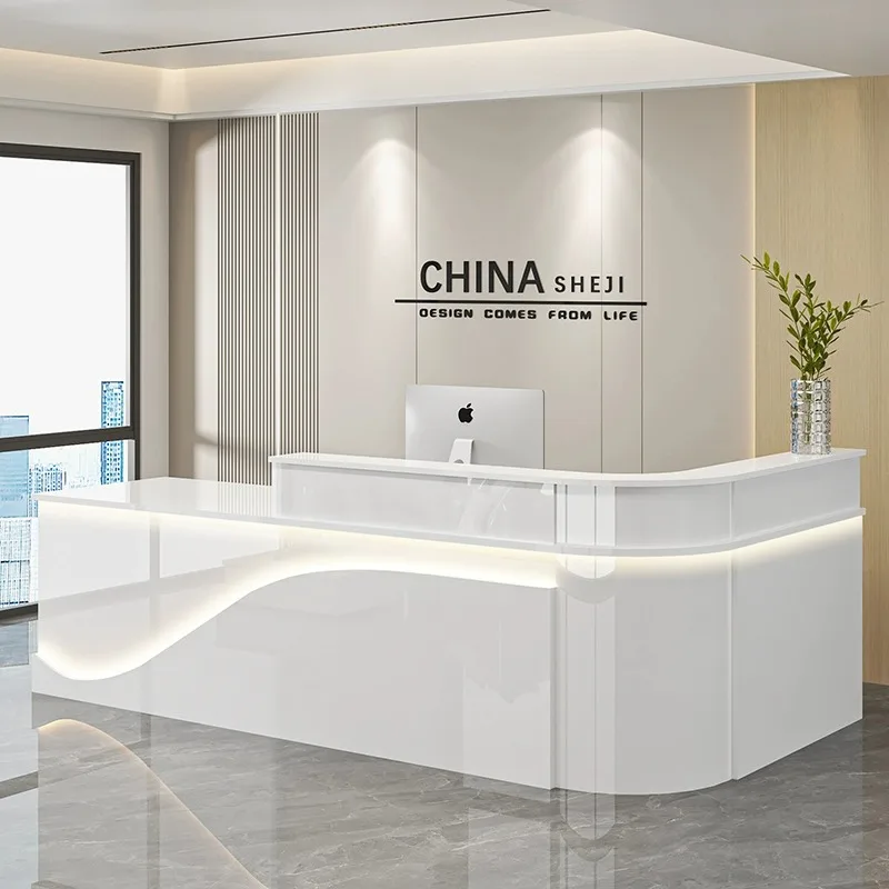 

Company Reception Desk Curved Corner Baking Bar Shopping Mall Hotel Restaurant Bar Counter High-end Service Desk Cash Register