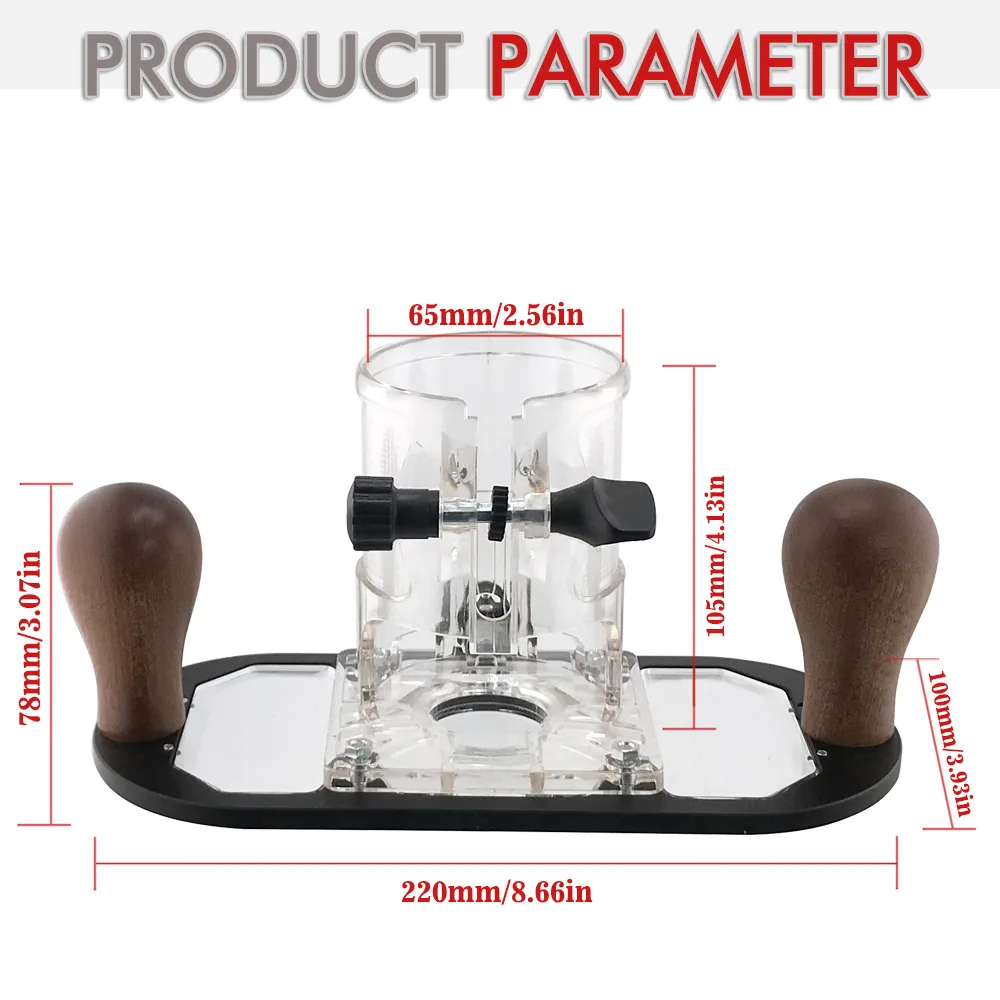 Woodworking Trimmer Router Base Transparent Plastic Base for 65mm Trimming Machine Power Tool Accessory