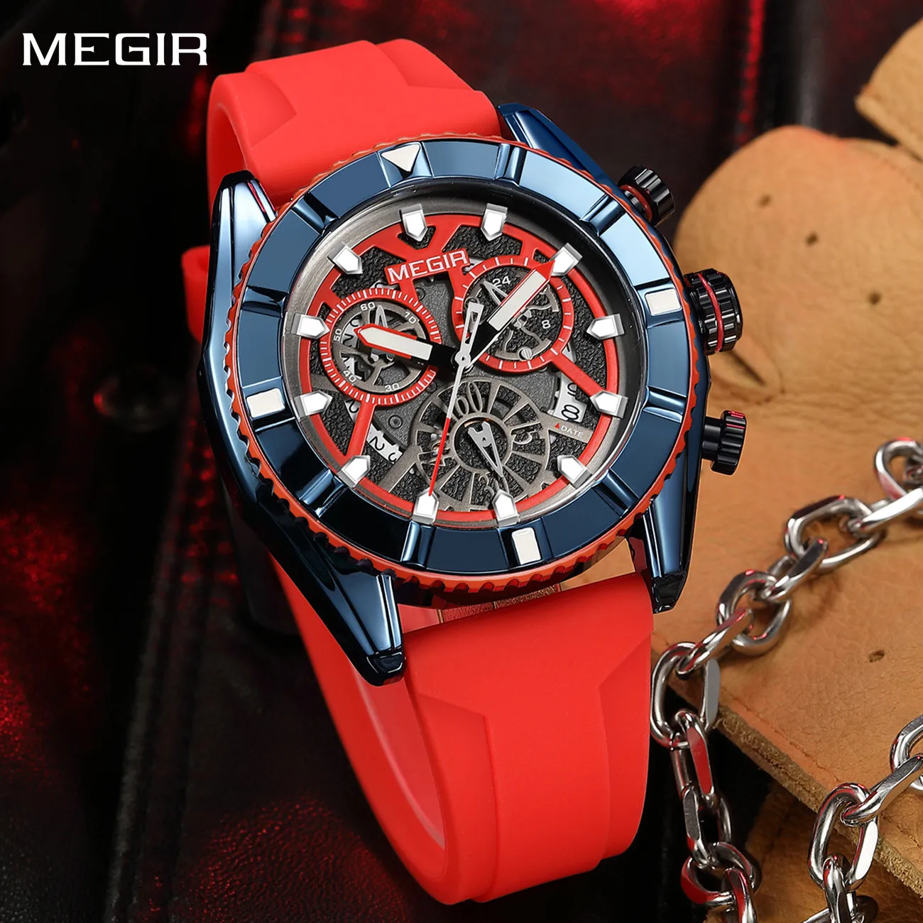 

MEGIR Men's Watches Luxury Analogue Sport Chronograph Luminous Clock Silicone Strap Quartz Military Wristwatch Reloj Hombre 2209