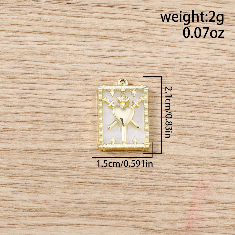 Tusember 5 Stück katholische Anhänger mit Schreckenherz, Tarot „Drei der Schwerter“ Charms für DIY Halskette, Armband, Ohrringe, Schmuckherstellung – Detail 5