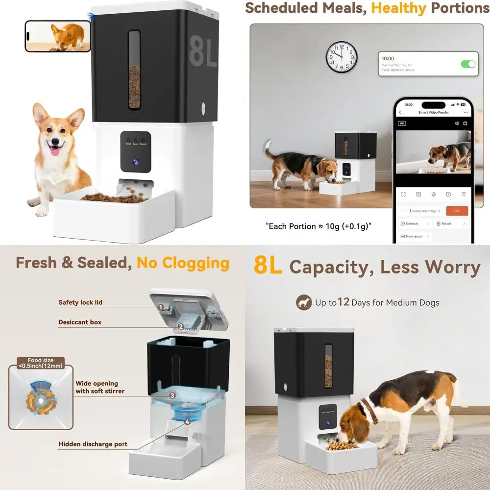 

5G WiFi Smart Dog Feeder: 8L, 33 Cups, Timed Feeding, 1080P Night Vision, 2-Way Audio, App Control