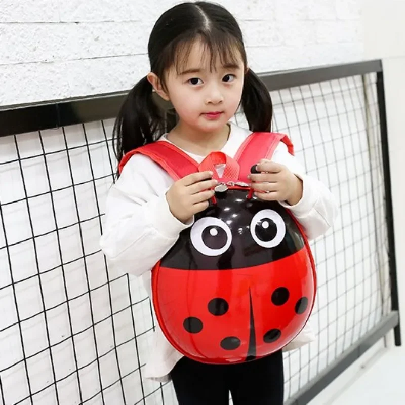 2024 New Eggshell Children\'s Bag Foreign Style Ladybug Pattern Kindergarten Boys and Girls Students Class Backpack Schoolbag