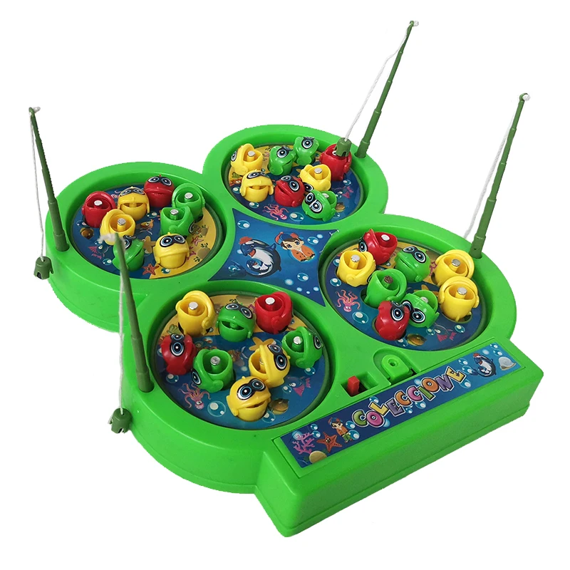 Einfache Elektrische Rotierende Magnetische Kinder Angeln Spielzeug 4 Angeln Pole 48 Stück Fische Singen Kinder Klassische Spielhaus Spielzeug