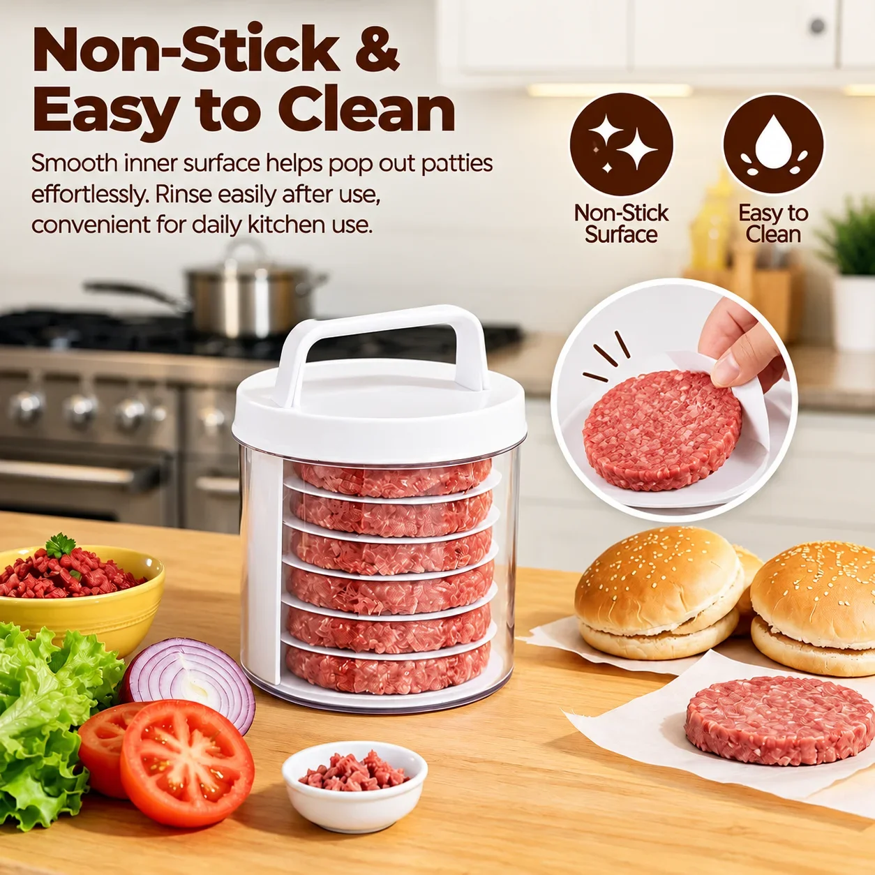 Multifunction Multi-Layer Burger Patty Maker With Storage Container Press Burger Maker Mould Meat Patty Press Maker Kitchen Tool