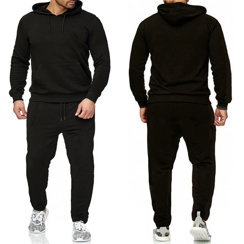 Casual Solid Color Hoodies and Sweatpants High Quality Mens Home Outdoor Long Sleeved Tracksuit Autumn Winter Jogging Sportwear
