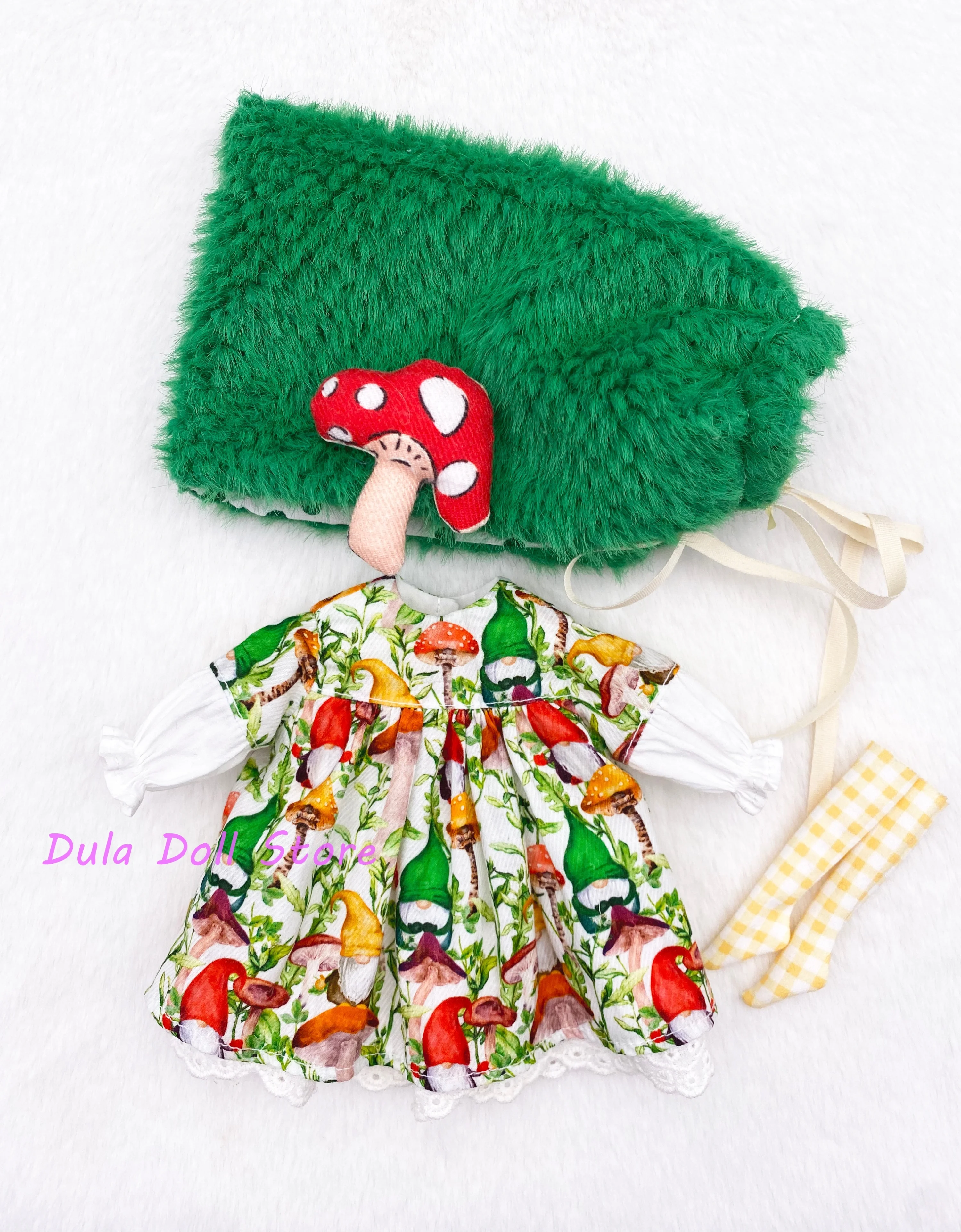Dula Doll Clothes Dress handmade mushroom skirt Blythe Qbaby ob24 ob22  Licca ICY JerryB 1/6 body doll