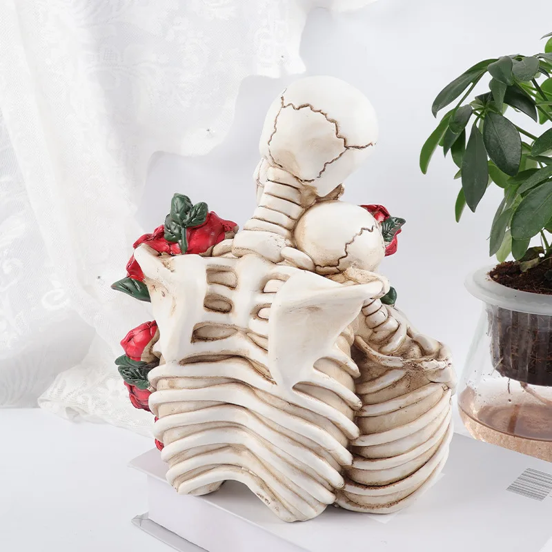 Creative Couple Skeleton Figure Art Decoration Project Home Living Room Decoration Statue Accessories Crafts Escape Room Props