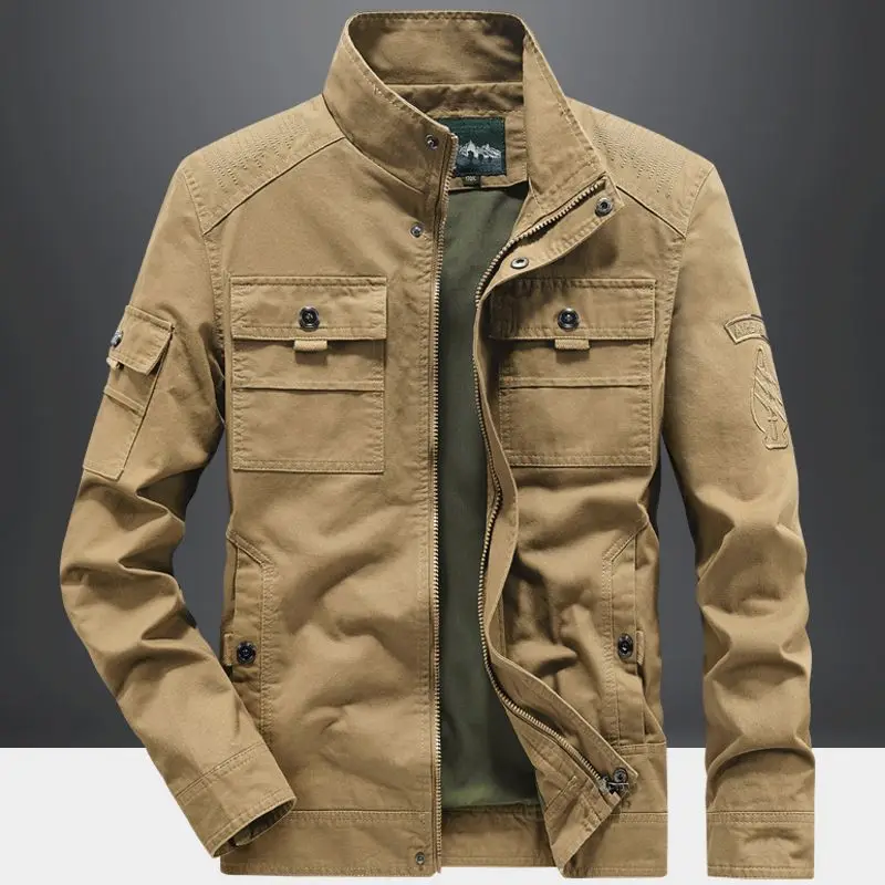 New Spring and Autumn Tactical Jacket Men's Pure Cotton Outdoor Men's Stand-up Collar Multi-pocket Training Uniform Work Jacket