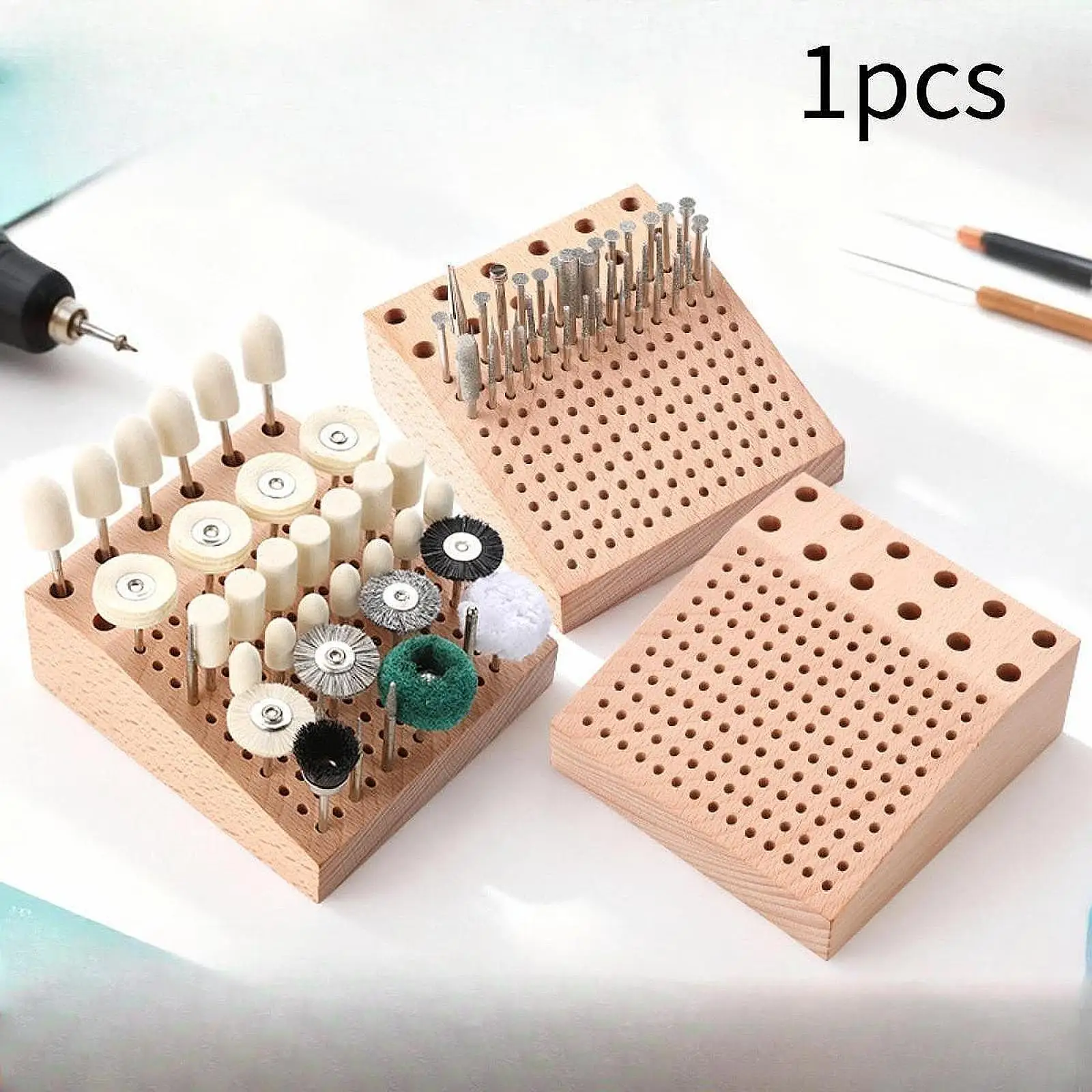 

Bit Organizer Large Capacity Space Saving Reusable Container Wooden for Garage Workshop Screwdriver Bits Holder Storage Tool Box