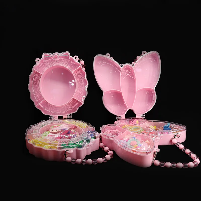 

Мультяшная портативная Резиновая лента для ювелирных изделий, коробка для хранения ювелирных изделий, крючок из бисера конфет, розовая пластиковая коробка,