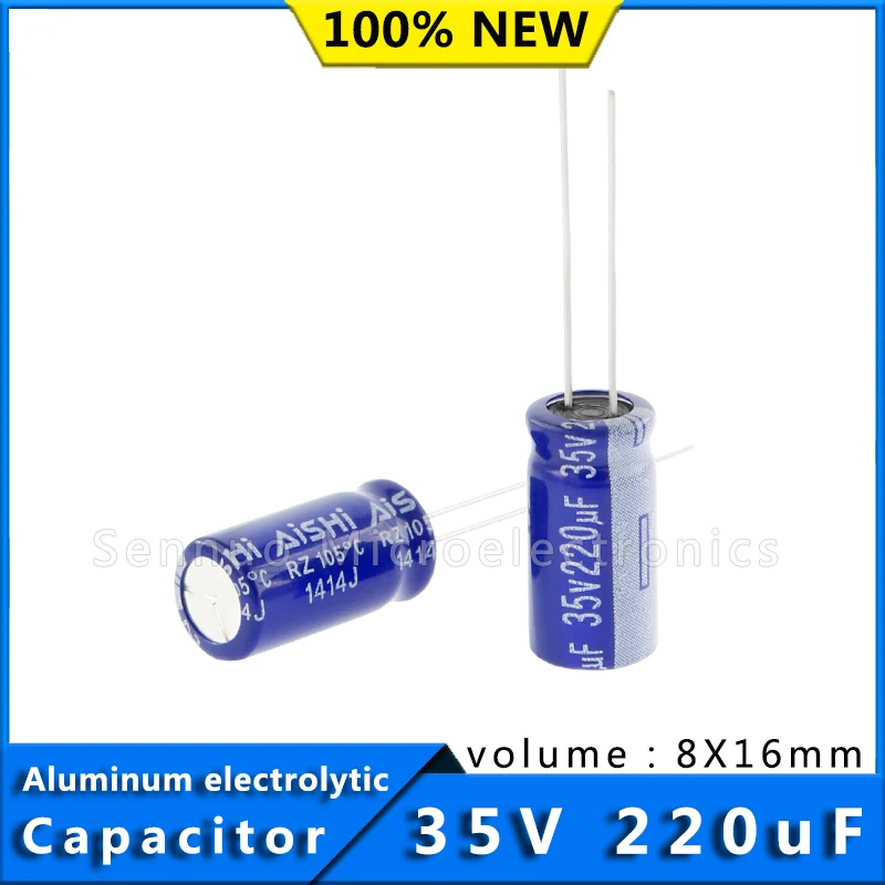 10Pcs 35V 220UF 8*16 8x16 mm Aluminum Electrolytic Capacitors 220uf 35V High Frequency Low Resistance Electrolytic Capacitors