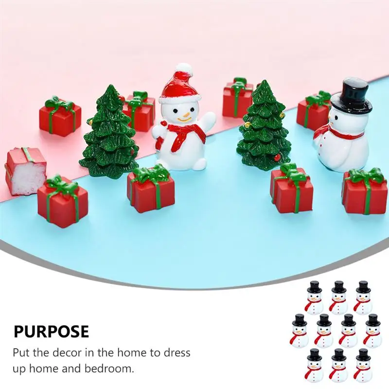 10pcs Mini Resin Christmas Decoration Santa Claus Snowman Tree Landscape Model DIY Garden Figurines Home Globe