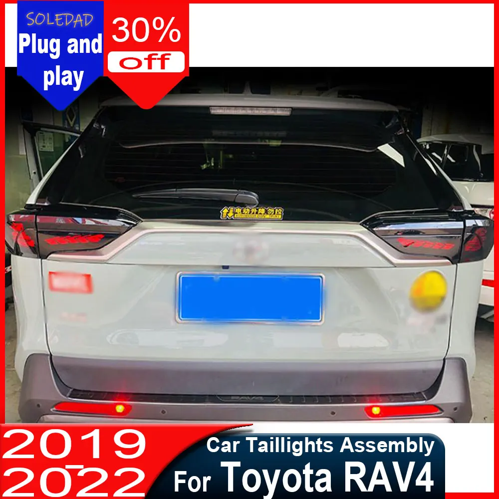 Car Taillight For Toyota RAV4 2019 2020 2021 2022 2023 2024 2025 Running Lamp Brake Reverse Dynamic Turn Signal Rear Lamps