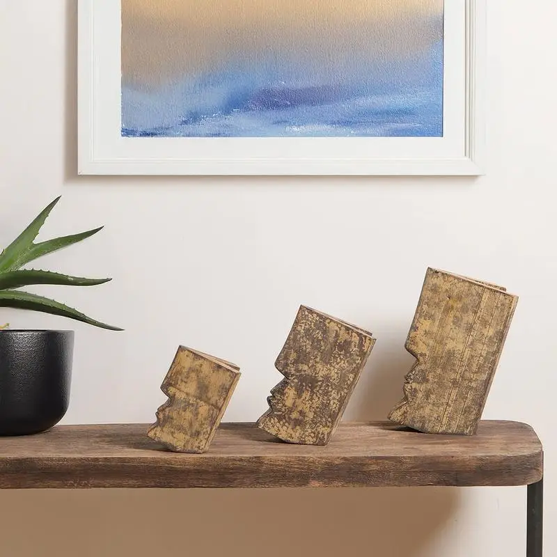 

Wooden Face Decor Sculpture 6x5.5x10 Inches - Unique Home Accent and Art Piece