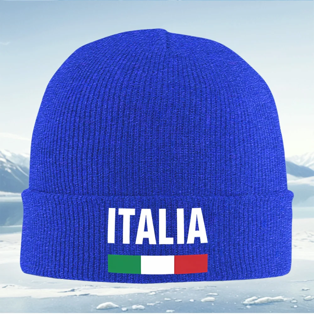 إيطاليا الحروف البيضاء، العلم الإيطالي المشارب الرجال النساء للجنسين محبوك قبعة قبعة صوفية قبعة الشتاء الحرارية الدافئة عيد الميلاد في الهواء الطلق