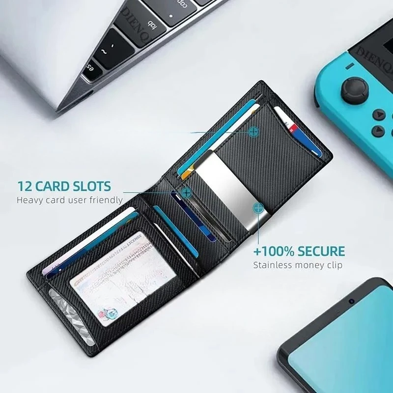 Porta carte di credito Portafogli da uomo Borsa per soldi Portafoglio sottile sottile da uomo Portafoglio corto piccolo da uomo Nero Vallet Billfold