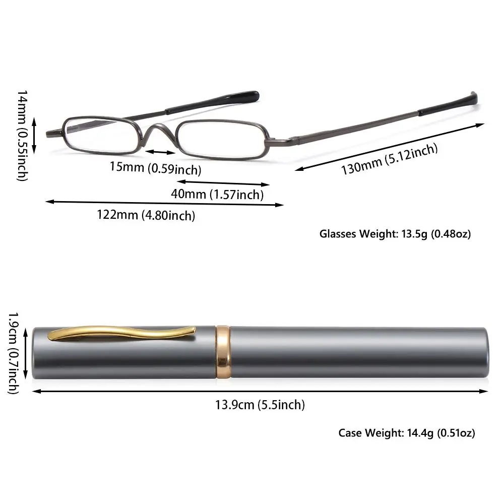 Men Women Spring Hinged with Portable Clip Case Readers Slim Pen Reading Glasses Slim Reading Glasses with Pen Clip Tube Case view 6