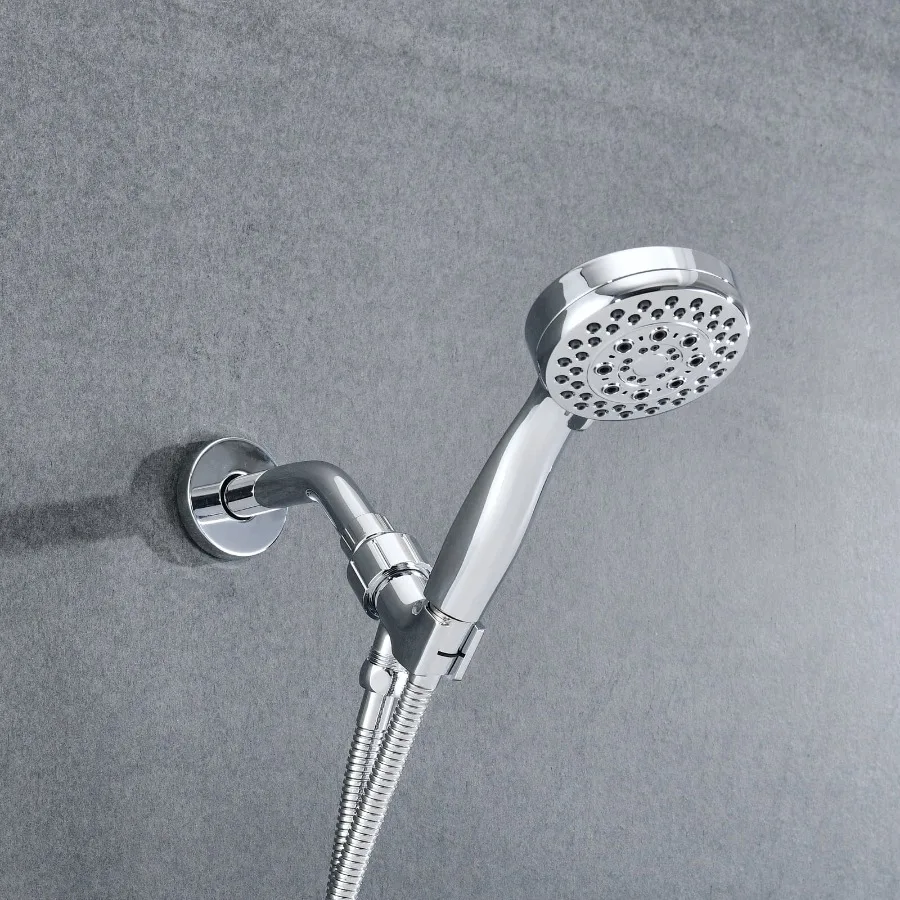 

Shower Head 5 Mode Adjustable Settings Handheld Shower Head with Hose High Pressure Shower Heads Chrome