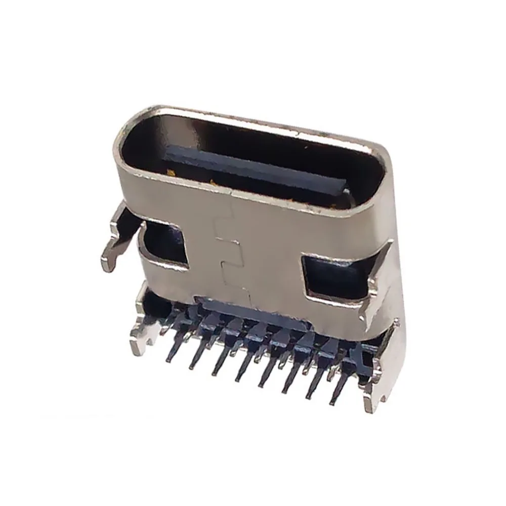 USB 3.1 Female Socket Connector TYPE C 16P Double-row 90 Degrees Fast Charging Port  Data Charging Plug Socket 3A High Current