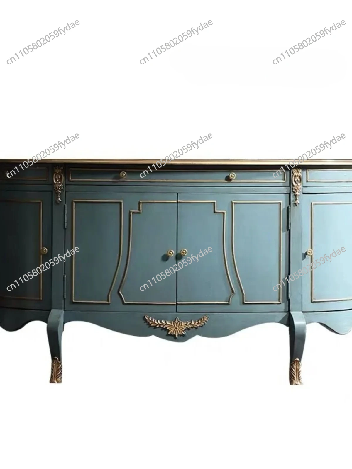 X French Style American Light Luxury Entrance Cabinet Entry Door Hall Solid Wood Carved Shoe Cabinet  Semicircle Decoration