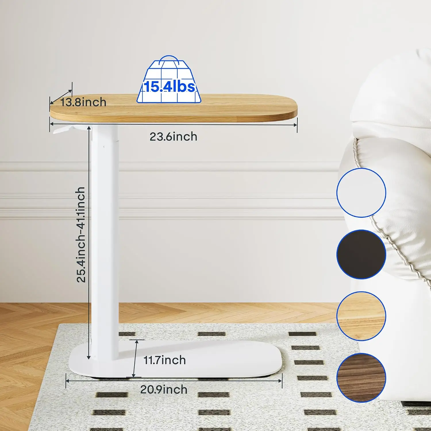 Adjustable C Table Gas Spring Mobile Side End Table for Sofa Couch Bed, Customized