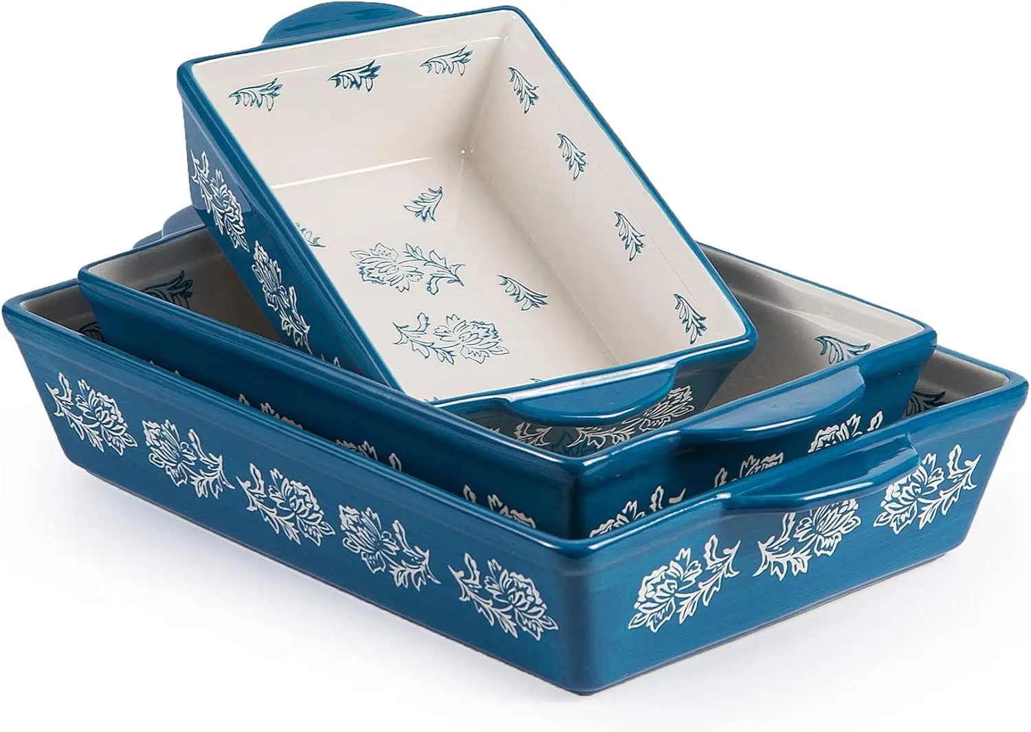 

3-Piece Ceramic Lasagna Pan Casserole Dish Bakeware Set for Baking Dishes