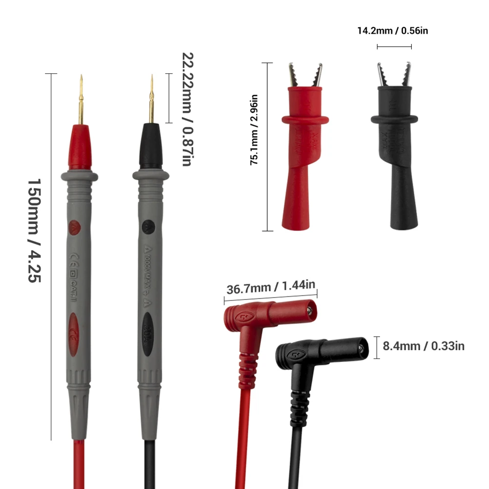 Imagem -06 - Universal Agulha Ponta Sonda Teste Leva Pin Ponta de Teste Fio de Silicone Caneta Cabo Fit para Fluke Vascular Medidor Digital Tester 1000v 20a