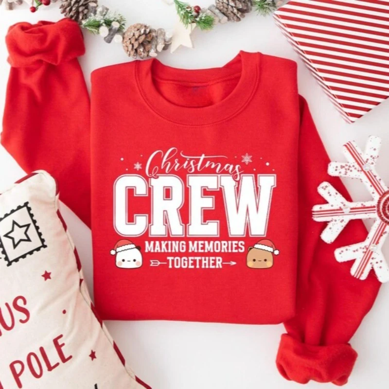 Moletom da tripulação de Natal |   Roupa de férias familiar combinando pulôver gola redonda manga comprida moda confortável top com capuz térmico