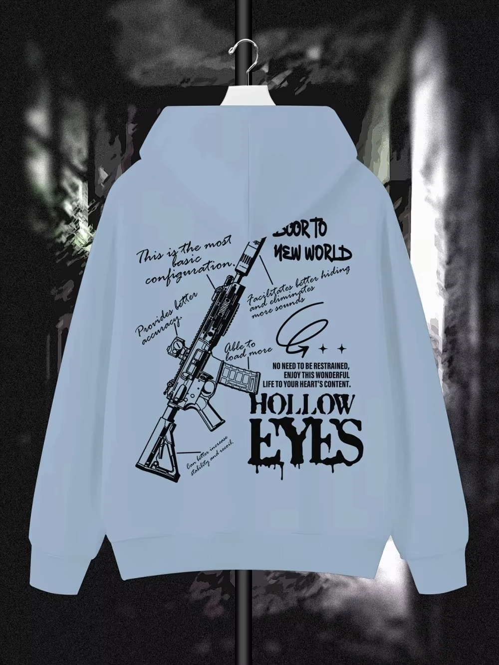 Hot selling autumn men's skull A-line printed micro elastic comfortable hooded sweatshirt outdoor urban trendy streetwear