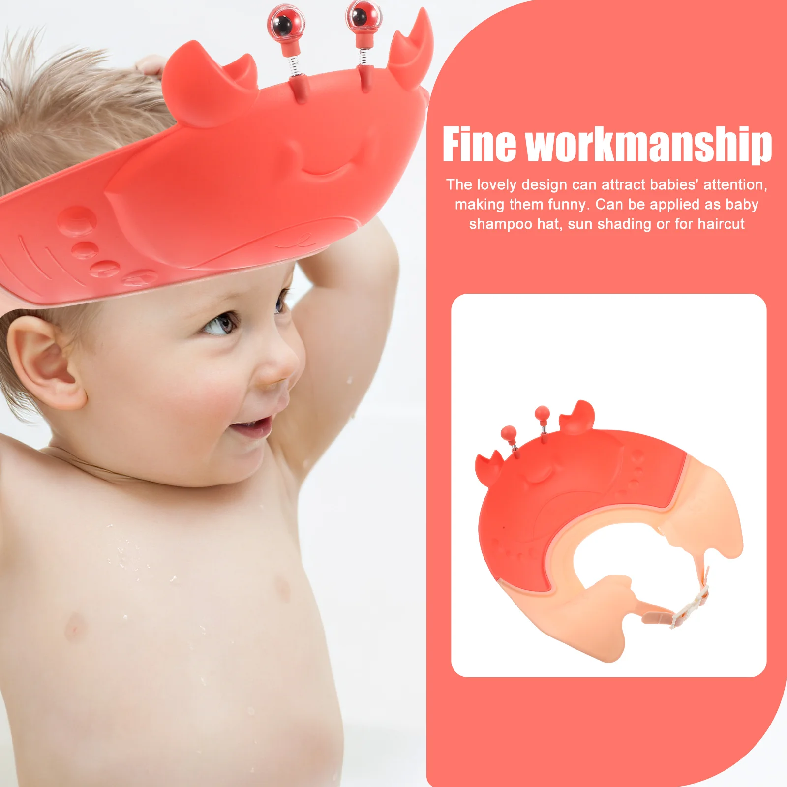 Topi Mandi Bayi Topi Mandi Sampo Kartun Lucu Dapat Disesuaikan Tahan Air untuk Anak-anak Balita Pelindung Telinga Cuci Rambut Bayi