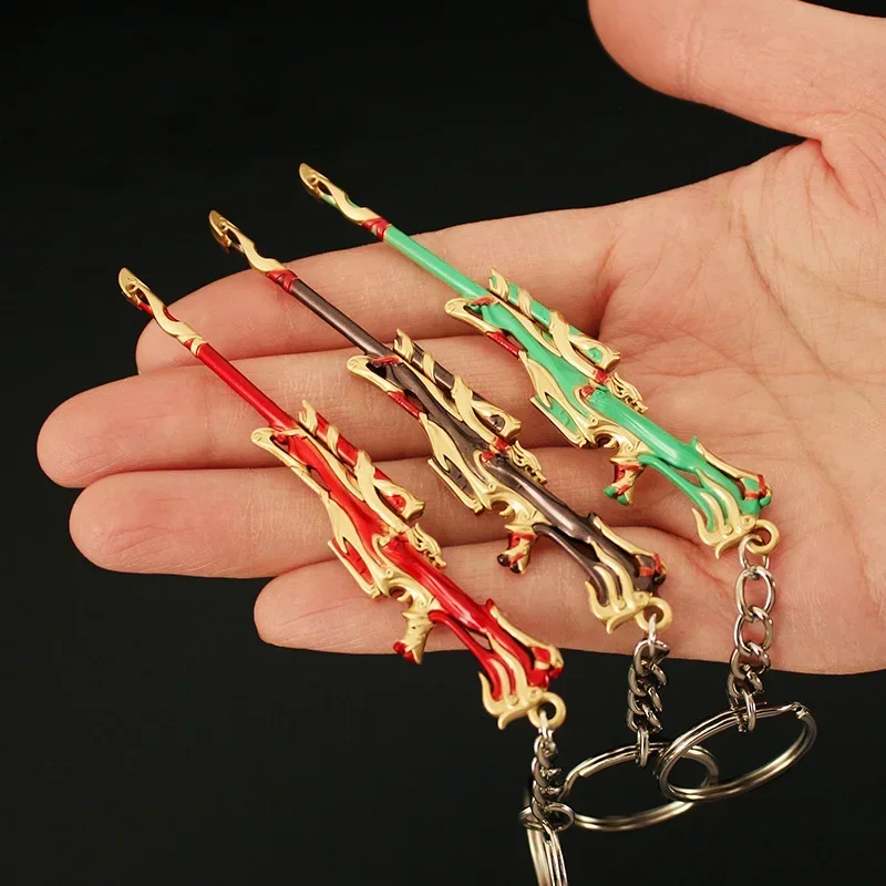 9 سنتيمتر Valorant المشاجرة ريفر سلاح نموذج المفاتيح للرجال مشغل الإمبراطوري الجلد حلقة رئيسية معدنية المشجعين سيارة حقيبة الديكور مجوهرات #4