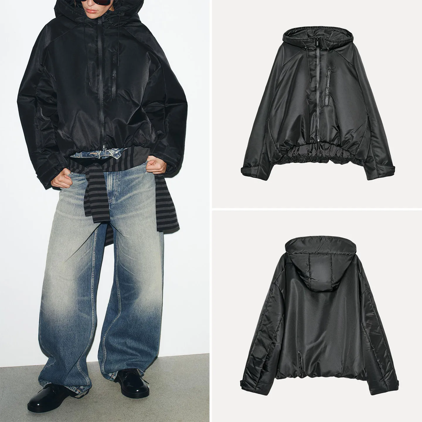 

Z женская модная хлопковая куртка Personali с капюшоном, Новое поступление 2025, свободная посадка, длинная застежка-молния, цвет