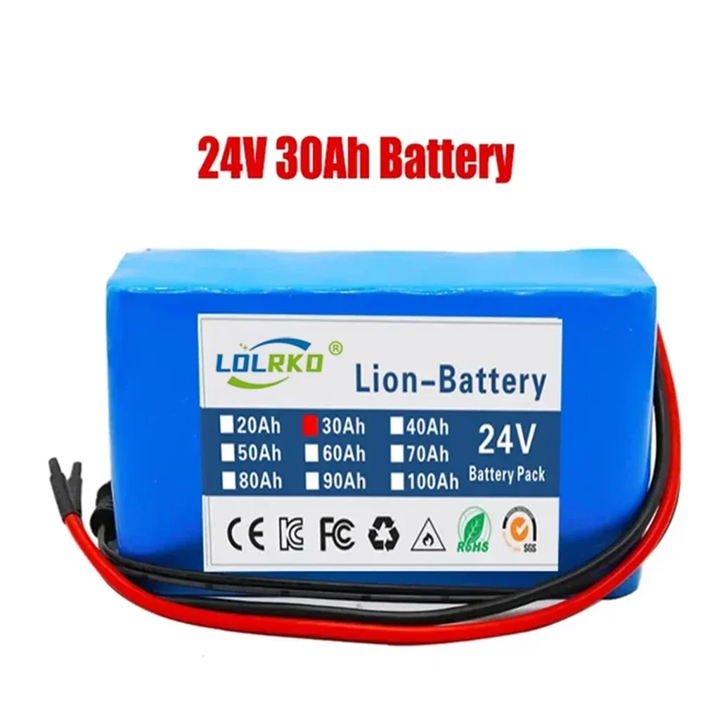 25.2V 24V 6S2P 50000mAh 18650 Lithium Battery Pack 24V with BMS for Electric Bicycle Moped Optional plug + 2A charger