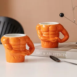 1pc criativo cerâmica pectorales canecas casa café da manhã leite caneca de café copos de água meninos ginásio treinador engraçado presente canecas presente do feriado