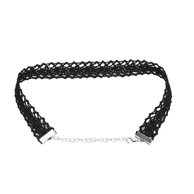 6 Teile/satz Schwarz Spitze Colliers Halskette Set Vintage Gothic Punk Elastische Halskette Frauen Hals Kragen Und Halskette Kombination Set – Detail 9