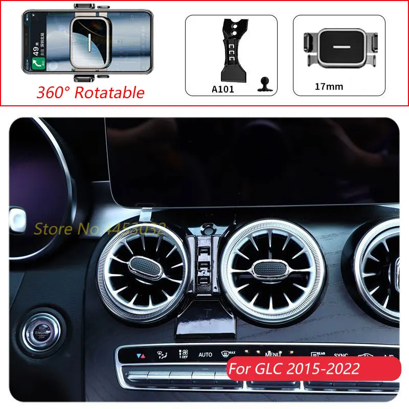 1 Suit Car Phone Holder For Mercedes Benz GLC C253 X253 2015-2022 Air Outlet Rotatable One-handed operation Bracket Accessories