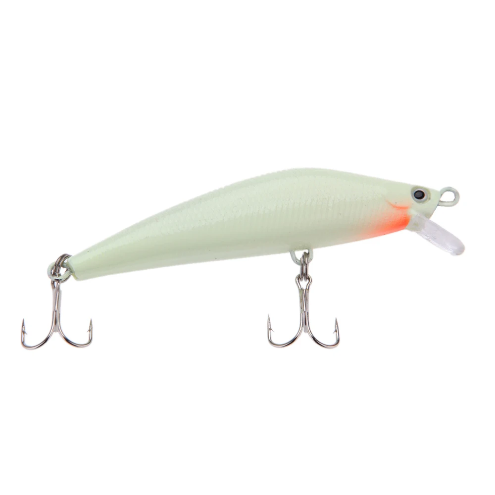 Lixada 3D Luminous Night Bait 82mm 8g Minnow Lure Hard Bait Lure Fish Hook Artificial Fishing Tackle Accessory With Two Hooks