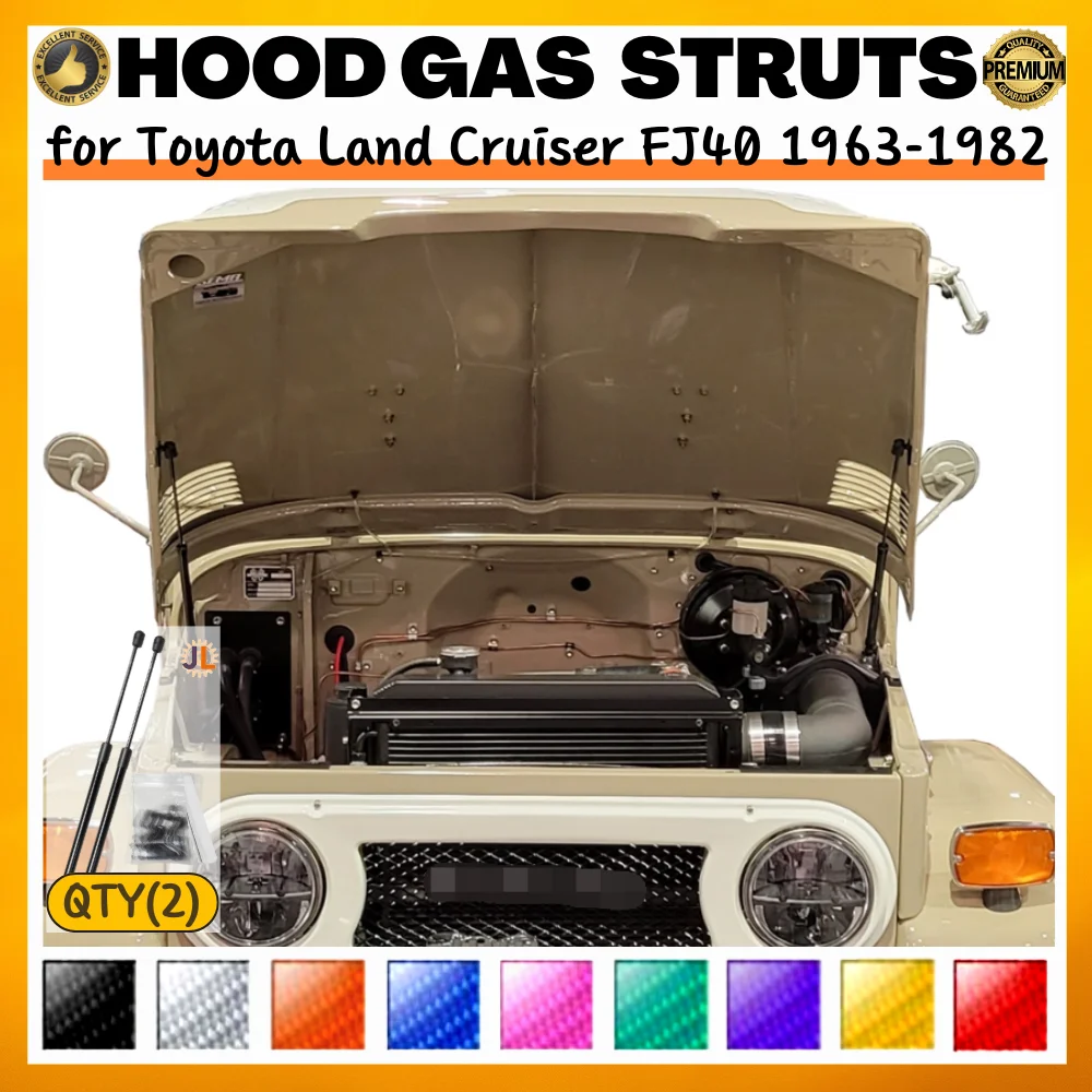 Qty(2) Hood Struts for Toyota Land Cruiser FJ40 1963-1982 Front Bonnet Modify Gas Springs Shock Absorber Lift Supports Dampers